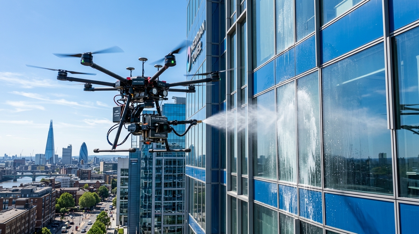 Drone Limp em Fachada de Vidro e ACM